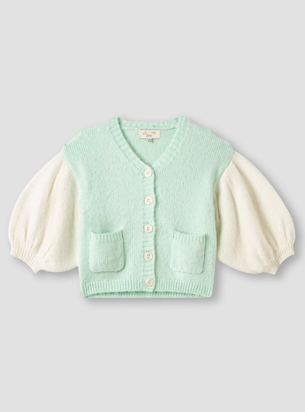 Juniors Textured Cardigan with Long Sleeves