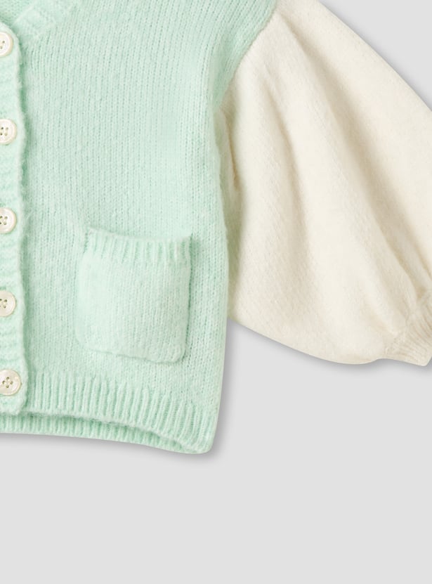 Juniors Textured Cardigan with Long Sleeves