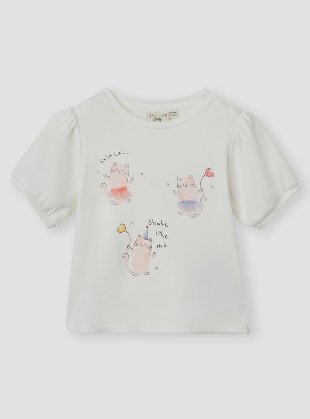 Juniors Cat Print Top with Headband