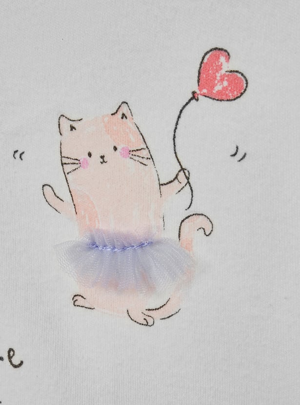 Juniors Cat Print Top with Headband