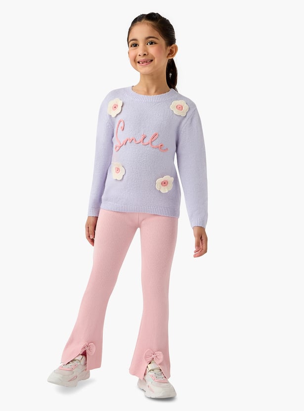 Juniors Ribbed Flared Pants