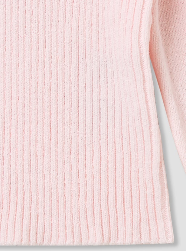 Juniors Ribbed Turtle-Neck Sweater with Long Sleeves