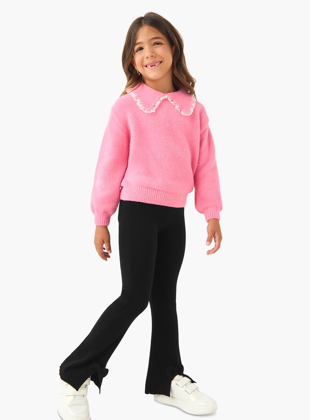 Juniors Embellished Sweater with Collar