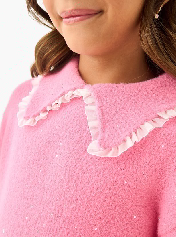 Juniors Embellished Sweater with Collar