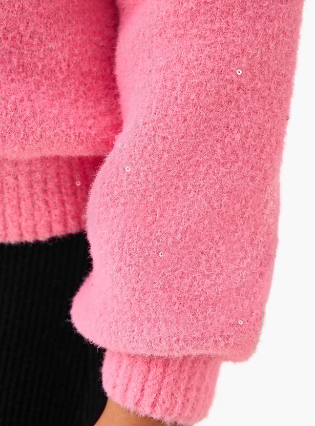 Juniors Embellished Sweater with Collar