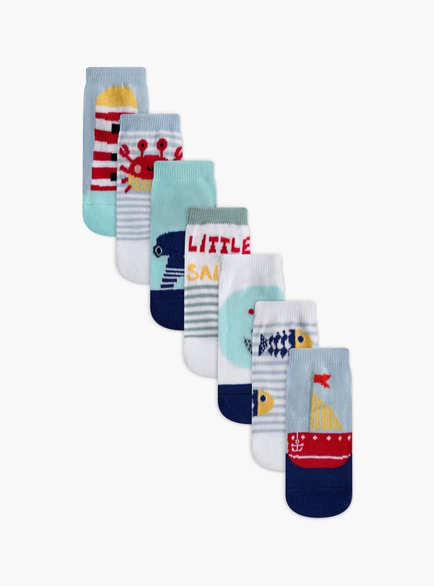 Juniors Nautical Print Socks - Set of 7