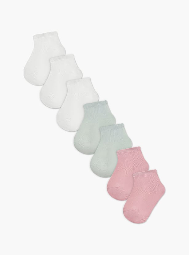 Juniors Solid Socks with Elasticated Hem - Set of 7