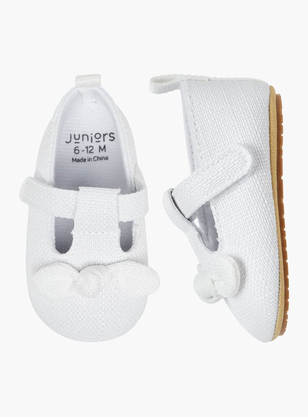 Juniors Bow Detail Booties with Velcro Closure