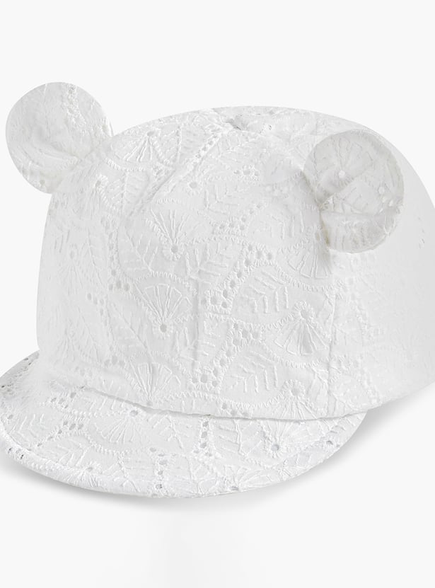Juniors Schiffli Embroidery Cap with Ear Applique