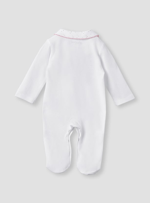 Giggles Embroidered Sleepsuit with Long Sleeves
