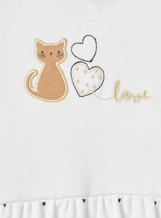 Juniors Heart Print Romper with Short Sleeves
