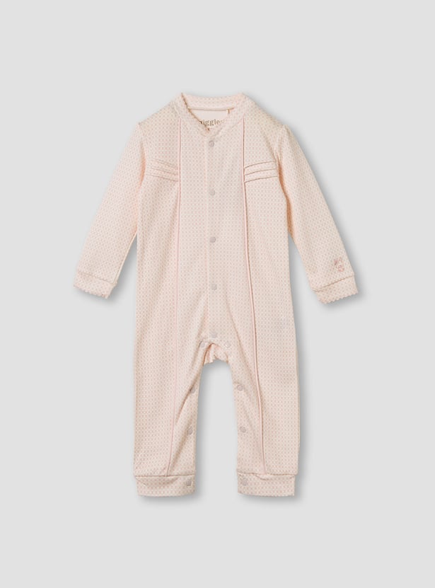 Giggles Printed Sleepsuit with Pintuck Detail