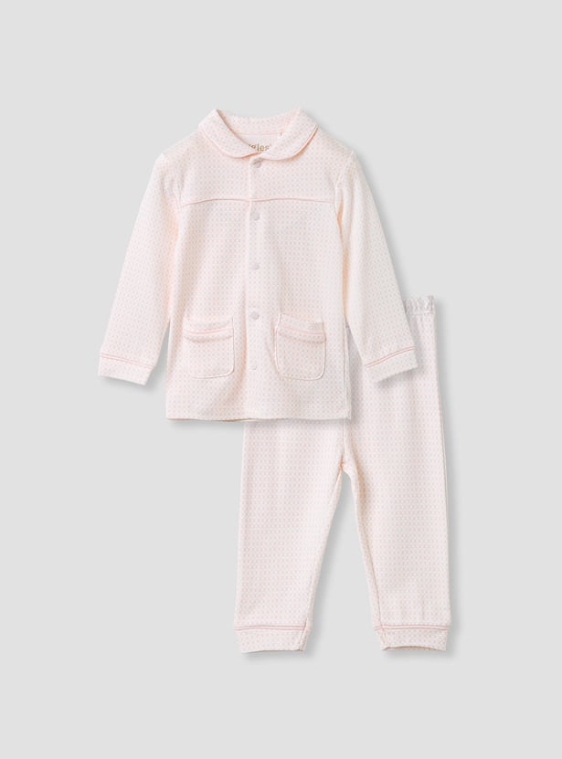 Giggles Printed Peter Pan Collar Shirt and Pyjama Set