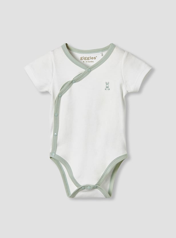 Giggles Bunny Embroidered Bodysuit with Short Sleeves