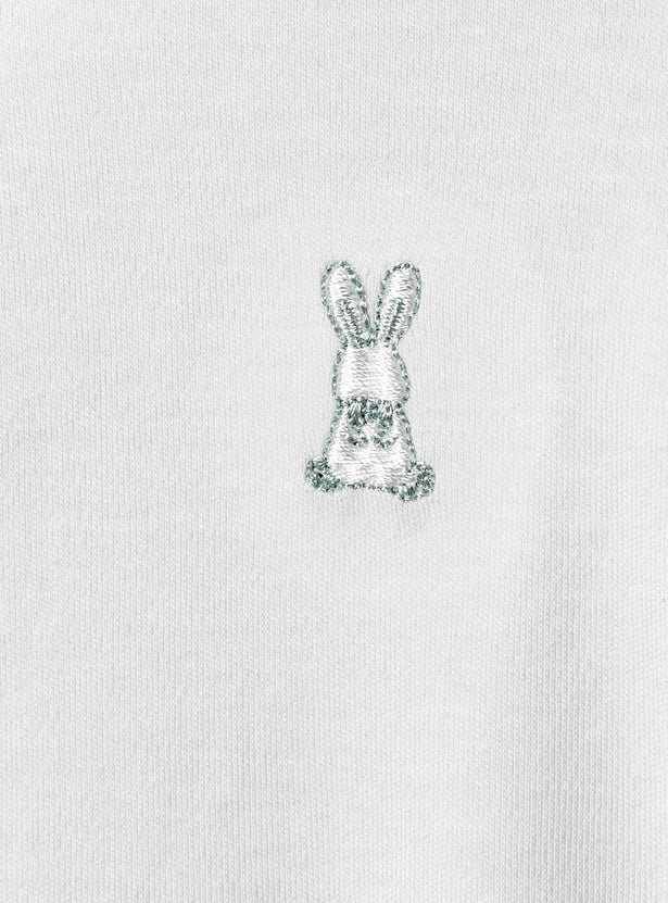 Giggles Bunny Embroidered Bodysuit with Short Sleeves