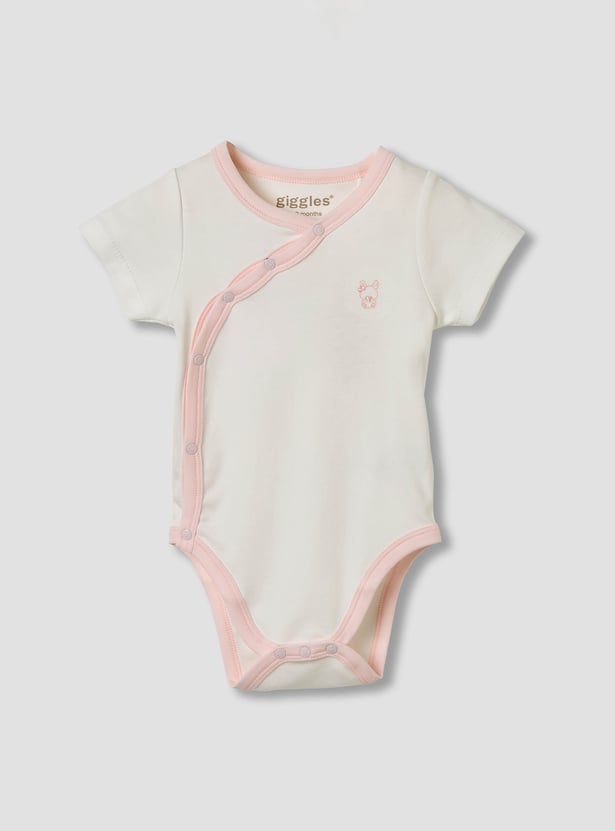 Giggles Embroidered Wrap Front Bodysuit