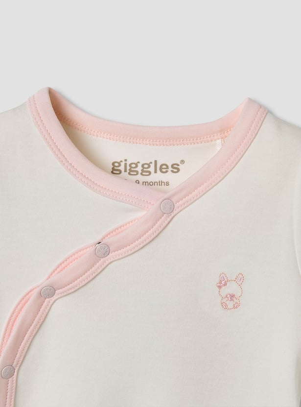 Giggles Embroidered Wrap Front Bodysuit