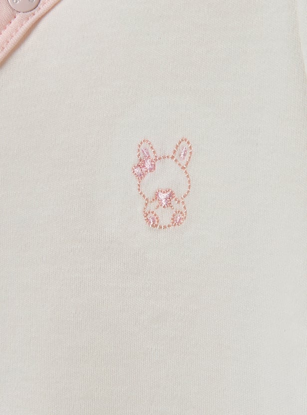 Giggles Embroidered Wrap Front Bodysuit