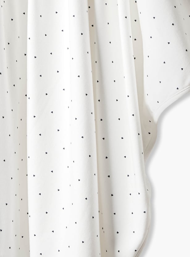 Juniors Heart Print Hooded Receiving Blanket