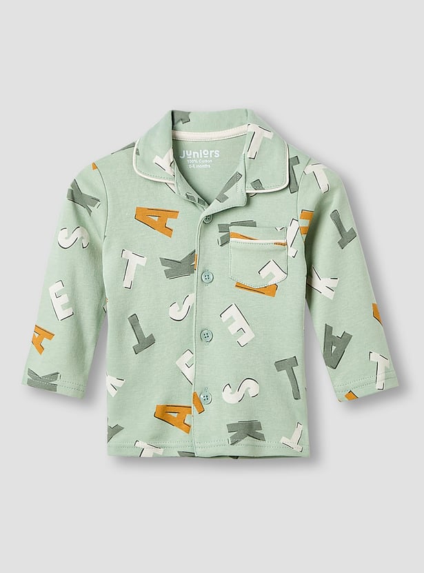 Juniors Alphabet Print Shirt with Pyjama Set