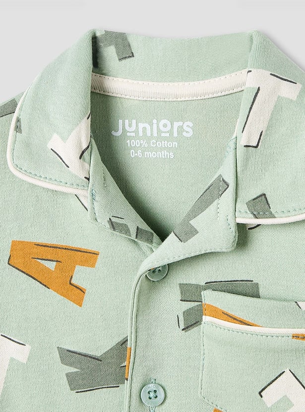 Juniors Alphabet Print Shirt with Pyjama Set