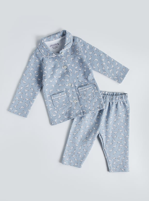 Juniors Printed Shirt with Pyjamas Set