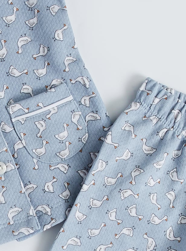 Juniors Printed Shirt with Pyjamas Set