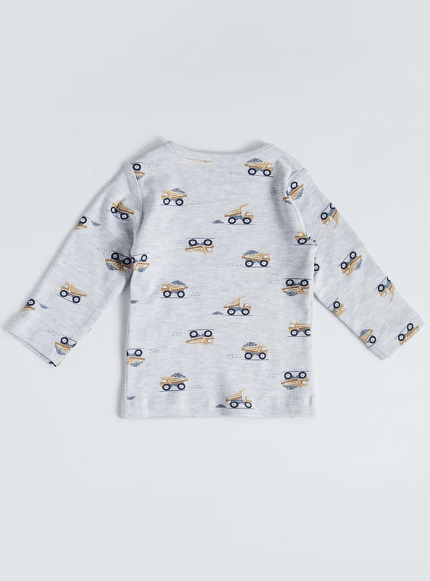 Juniors Printed T-shirt with Pyjamas Set