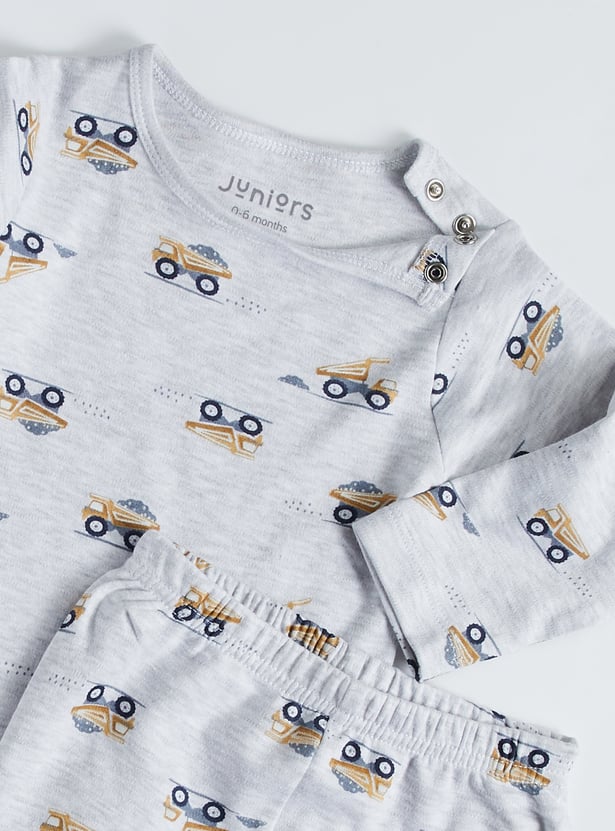 Juniors Printed T-shirt with Pyjamas Set