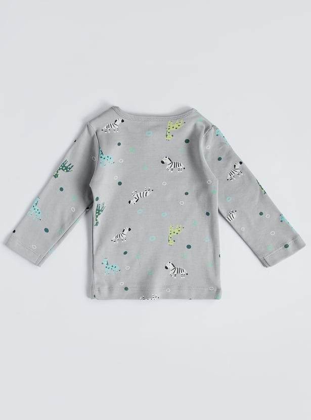 Juniors Printed T-shirt with Pyjamas Set