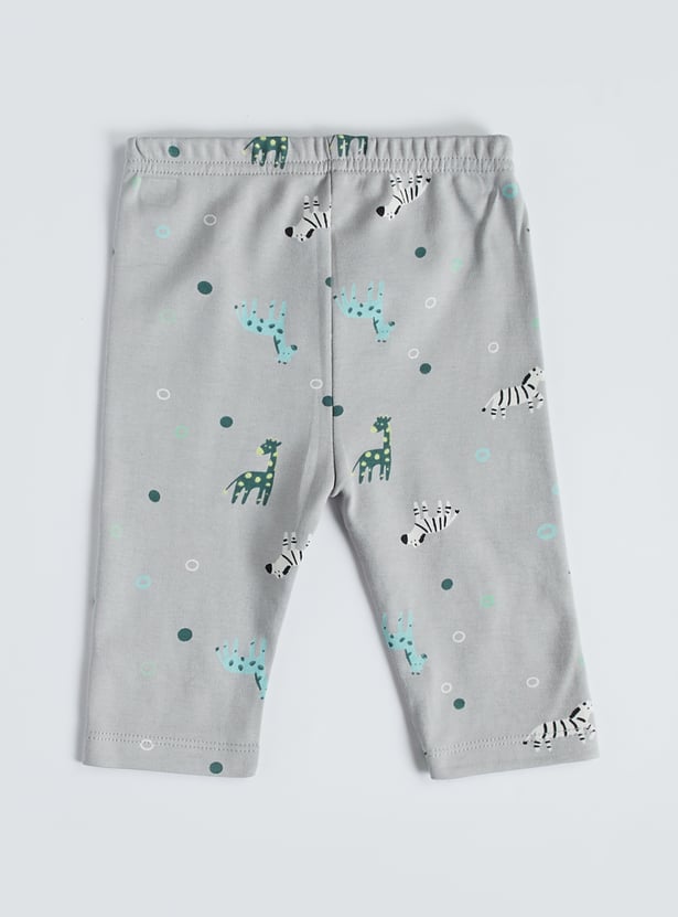 Juniors Printed T-shirt with Pyjamas Set