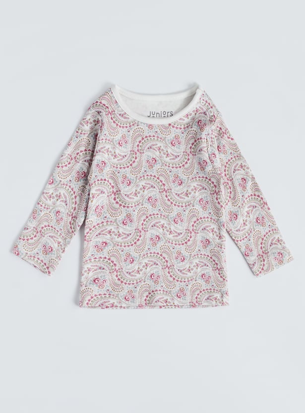 Juniors Printed T-shirt with Pyjamas Set