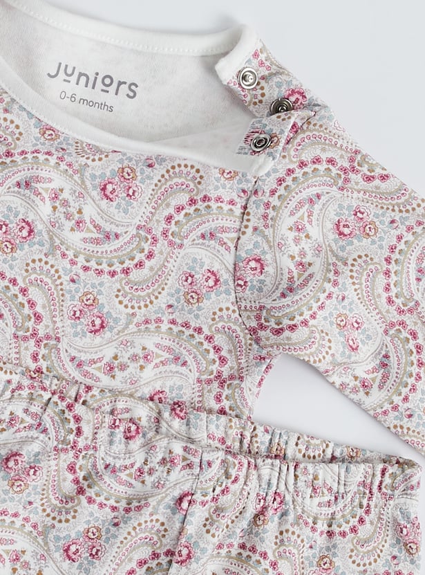 Juniors Printed T-shirt with Pyjamas Set