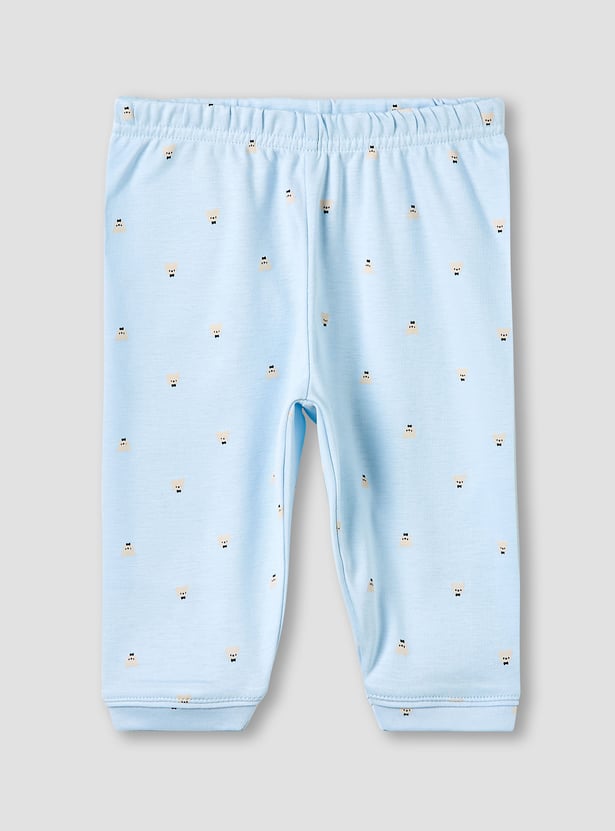 Giggles Bear Print Shirt and Pyjama Set with Pocket