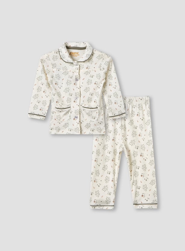 Giggles Printed Collared Neck Pyjama Set