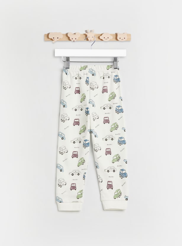 Juniors Car Print Long Sleeves T-shirt and Pyjamas - Set of 2