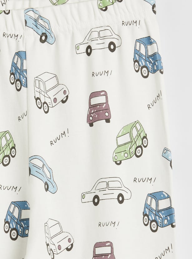Juniors Car Print Long Sleeves T-shirt and Pyjamas - Set of 2