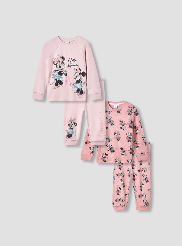 Minnie Mouse Print T-shirt with Pyjamas - Set of 2