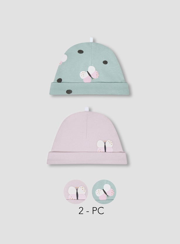 Juniors Butterfly Print Beanie - Set of 2