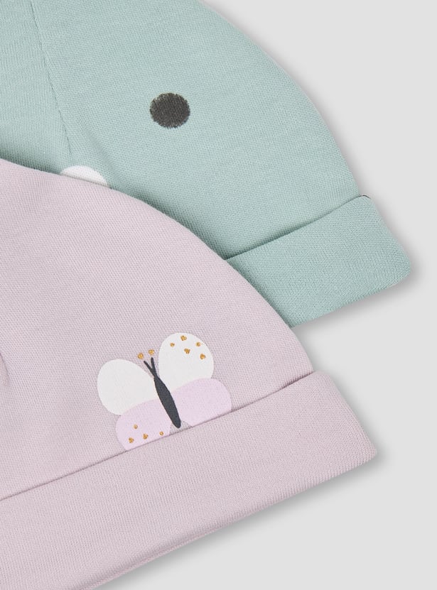 Juniors Butterfly Print Beanie - Set of 2