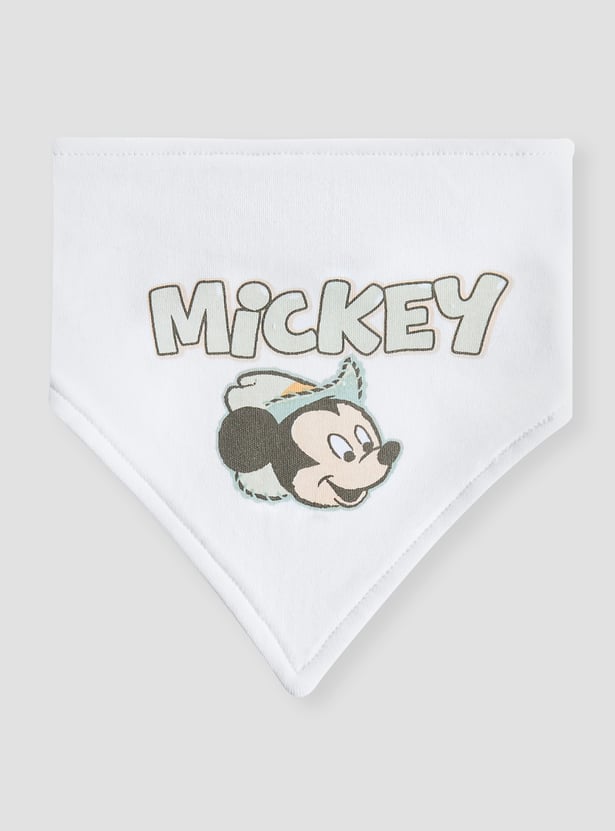 Mickey Mouse Print Bib with Button Closure