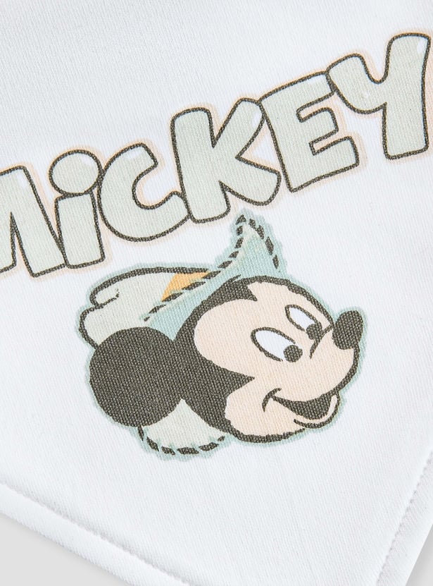 Mickey Mouse Print Bib with Button Closure