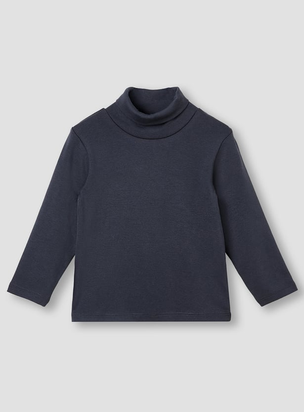 Juniors Solid Turtle Neck T-shirt with Long Sleeves - Set of 2