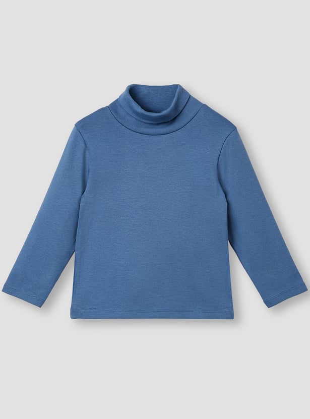 Juniors Solid Turtle Neck T-shirt with Long Sleeves - Set of 2