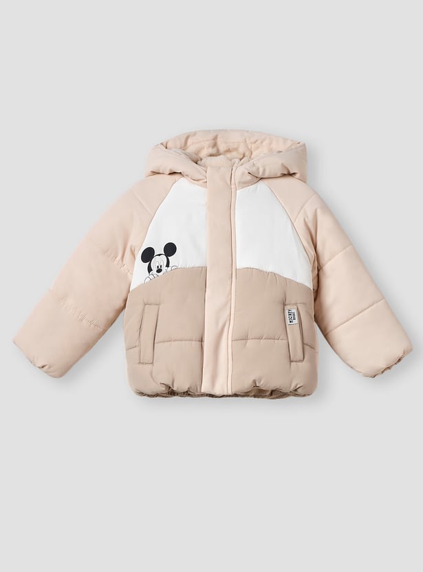 Mickey Mouse Print Hooded Jacket with Long Sleeves