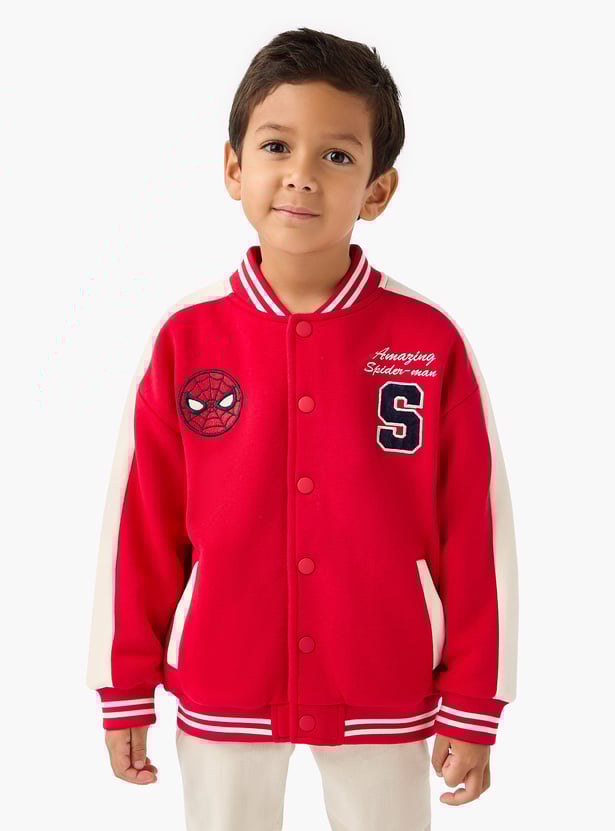 Juniors Spider-Man Embroidered Varsity Jacket