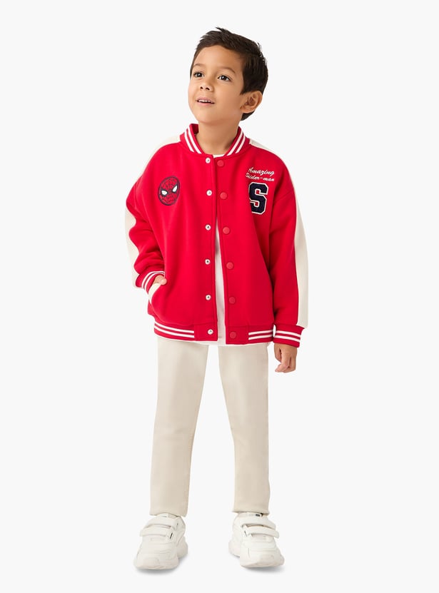 Juniors Spider-Man Embroidered Varsity Jacket