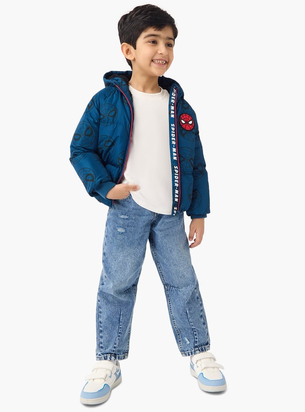 Juniors Spider-Man Print Hooded Jacket