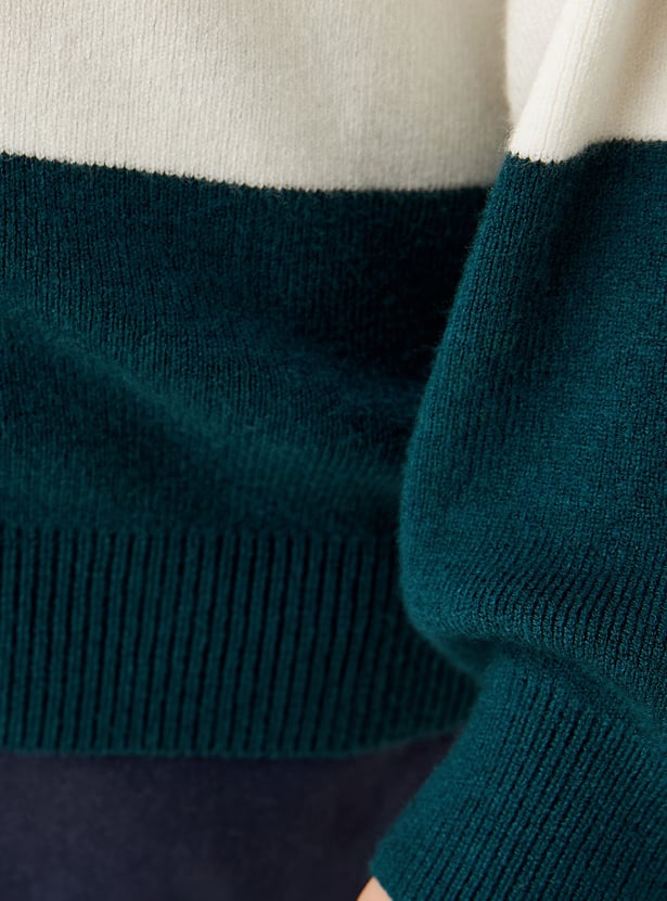 Juniors Colourblock Polo Sweater with Long Sleeves