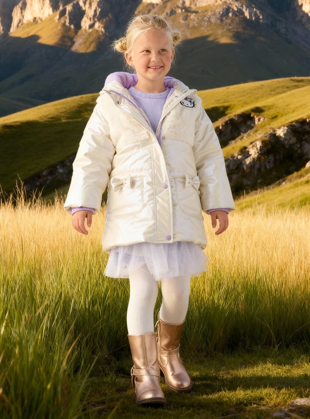 Hello Kitty Sequin Embellished Padded Jacket with Hood